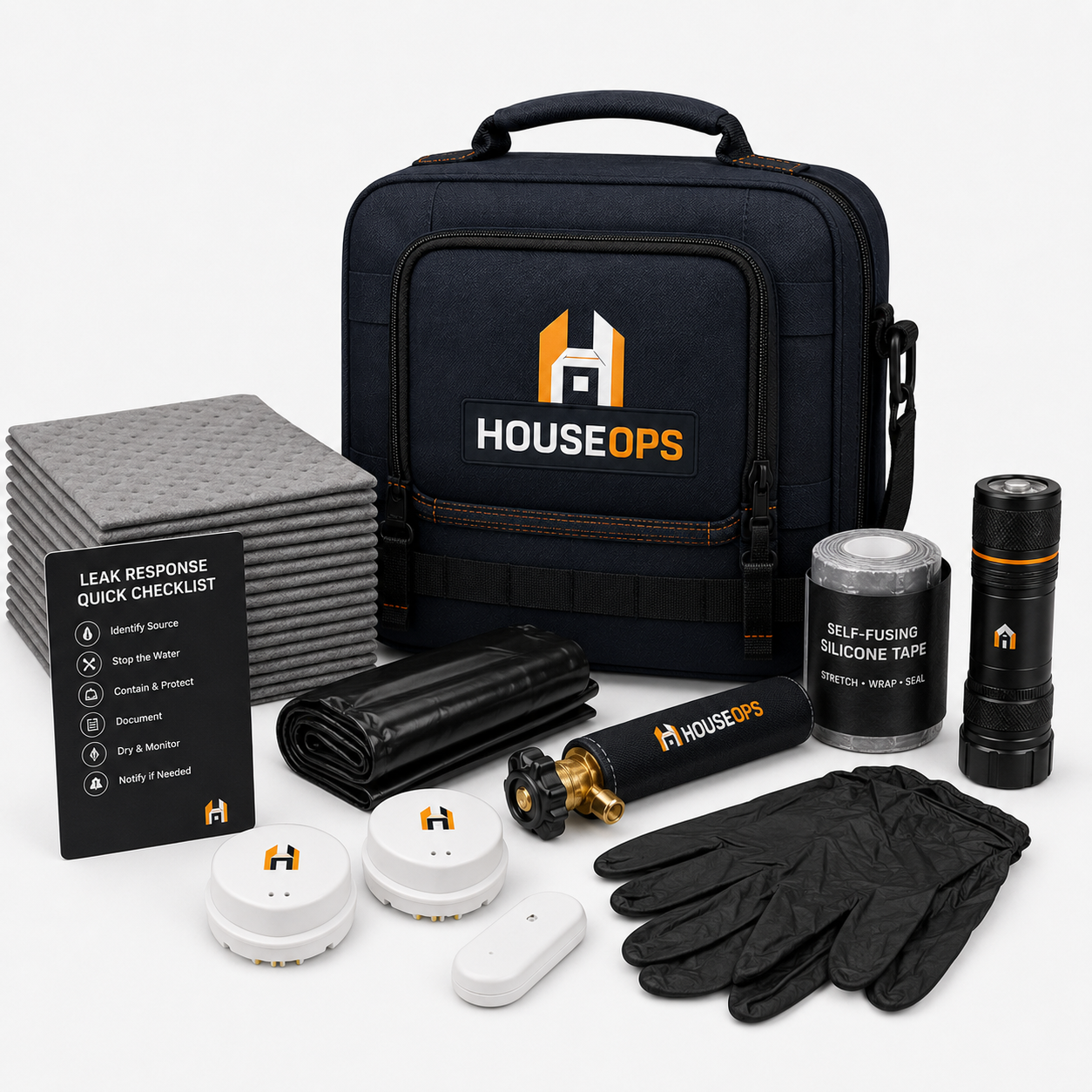 HouseOps Leak Response Kit with water-damage control and leak containment supplies