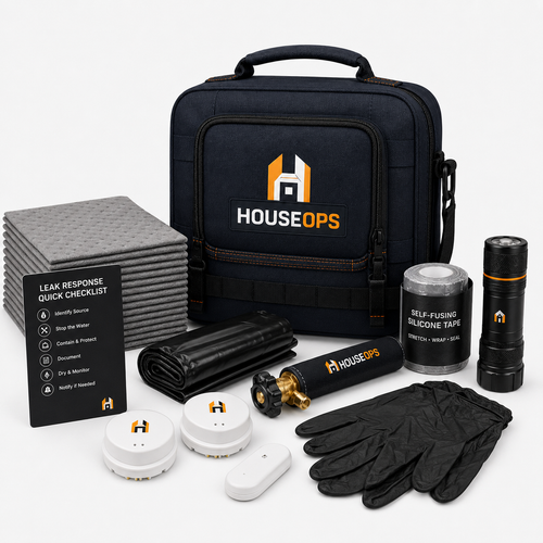 HouseOps Leak Response Kit with water-damage control and leak containment supplies